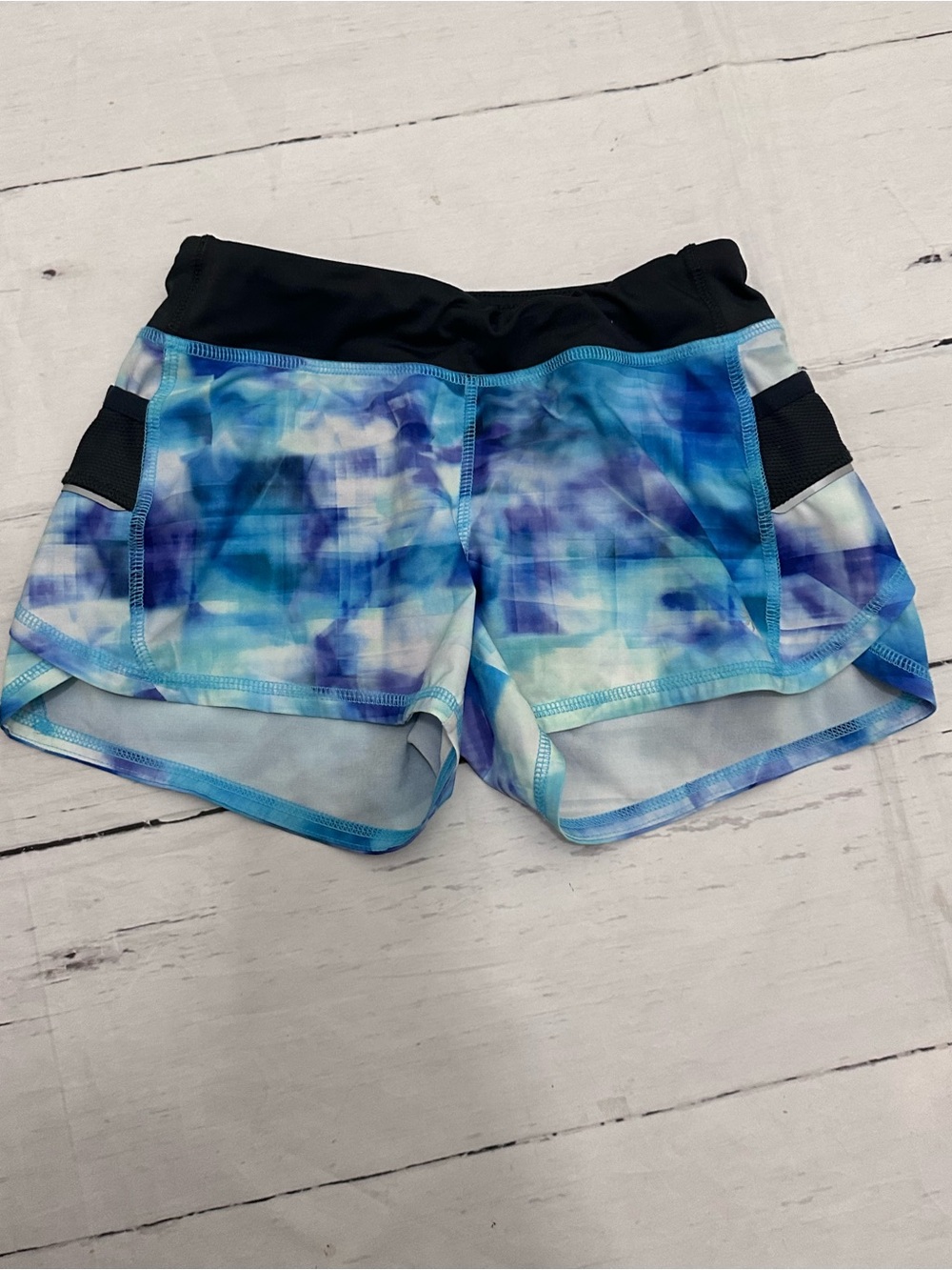 Athleta Girl Blue Purple white Tie-Dye Athletic Shorts size 7